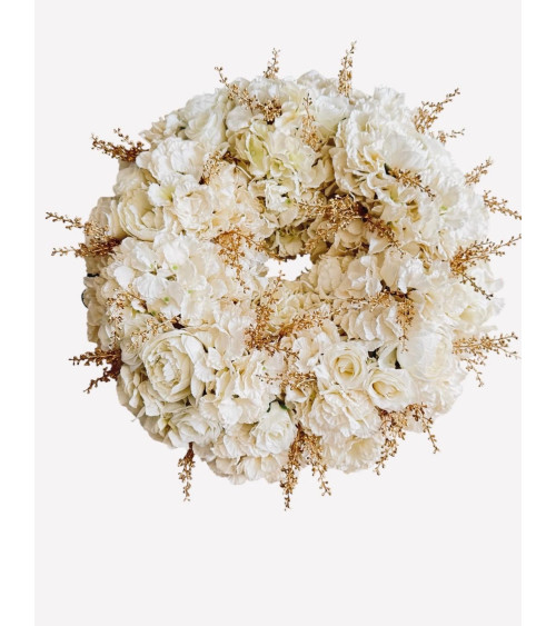 GHIRLANDA RETROPORTA CON FIORI AVORIO