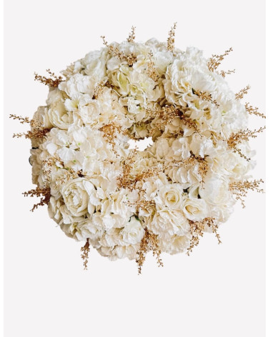 GHIRLANDA RETROPORTA CON FIORI AVORIO