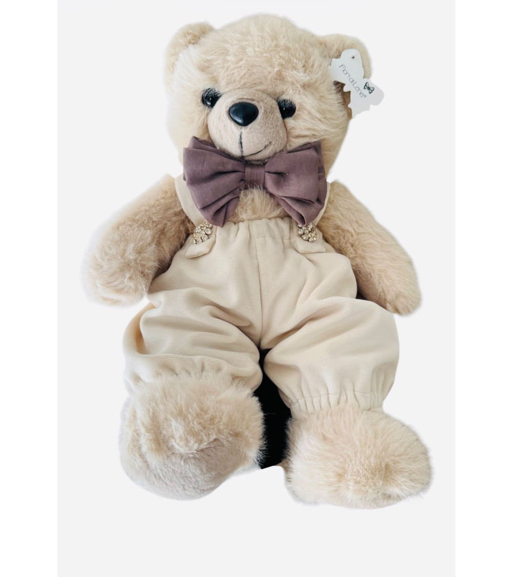 TEDDY PELUCHE CON SALOPETTE NUDE 40 CM