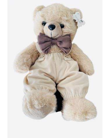 TEDDY PELUCHE CON SALOPETTE NUDE 40 CM