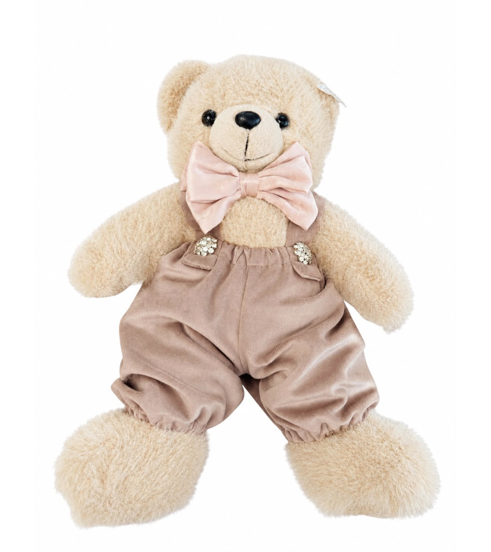 TEDDY PELUCHE CON SALOPETTE COGNAC 40CM