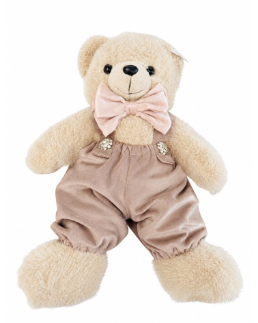 TEDDY PELUCHE CON SALOPETTE COGNAC 40CM