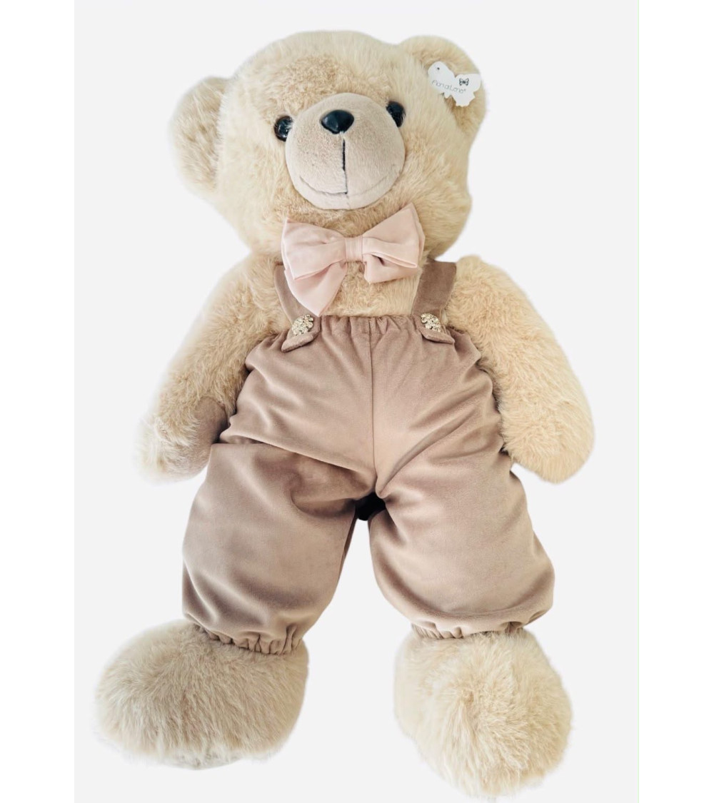 TEDDY PELUCHE CON SALOPETTE COGNAC 60 CM