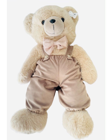 TEDDY PELUCHE CON SALOPETTE COGNAC 60 CM