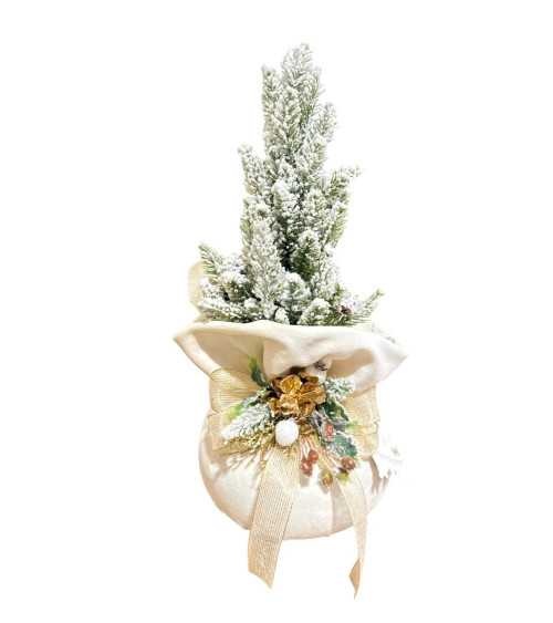 SACCOCCIO IN VELLUTO BIANCO CON ALBERELLO 40 CM