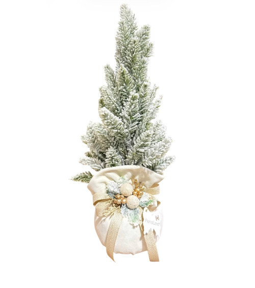 SACCOCCIO IN VELLUTO BIANCO CON ALBERELLO 34 CM