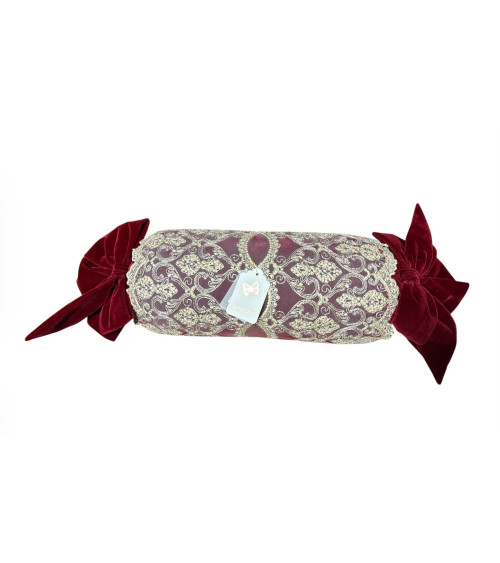 CUSCINO CARAMELLA BORDEAUX CON PIZZO