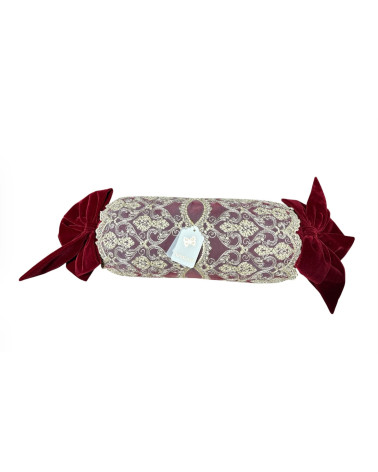 CUSCINO CARAMELLA BORDEAUX CON PIZZO