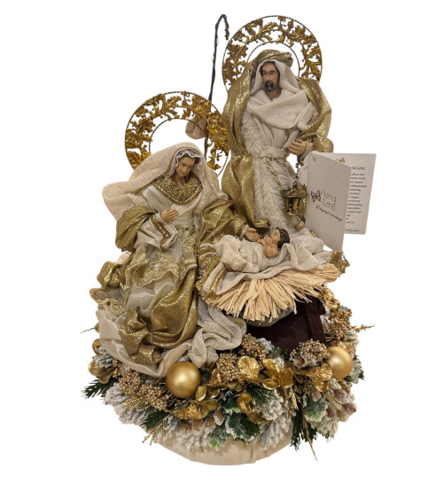 POUF AVORIO CON SACRA FAMIGLIA 37 CM