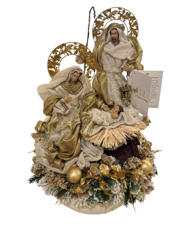 POUF AVORIO CON SACRA FAMIGLIA 37 CM