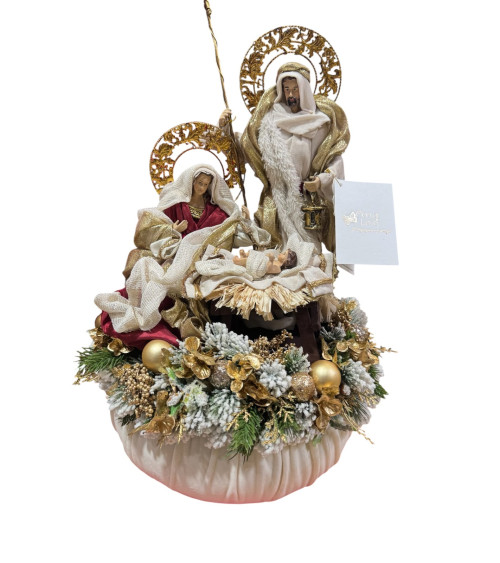 POUF AVORIO CON SACRA FAMIGLIA 35 CM