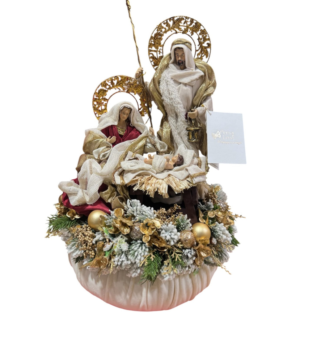 POUF AVORIO CON SACRA FAMIGLIA 35 CM